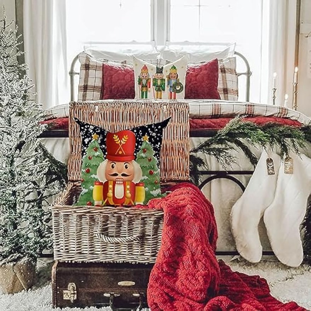 Festive Christmas Pine Spruce Square Pillow Cover Decorative - Temu