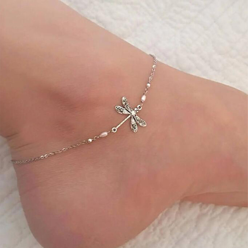 

Simple Dragonfly Insect Thin Chain Anklet Minimalist Ankle Bracelet For Women