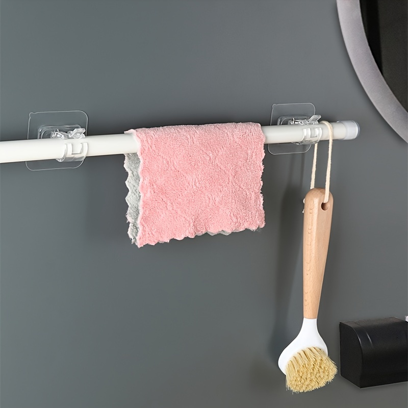 10pcs Adhesive Curtain Rod Brackets No Drilling Hooks for Bathroom Kitchen