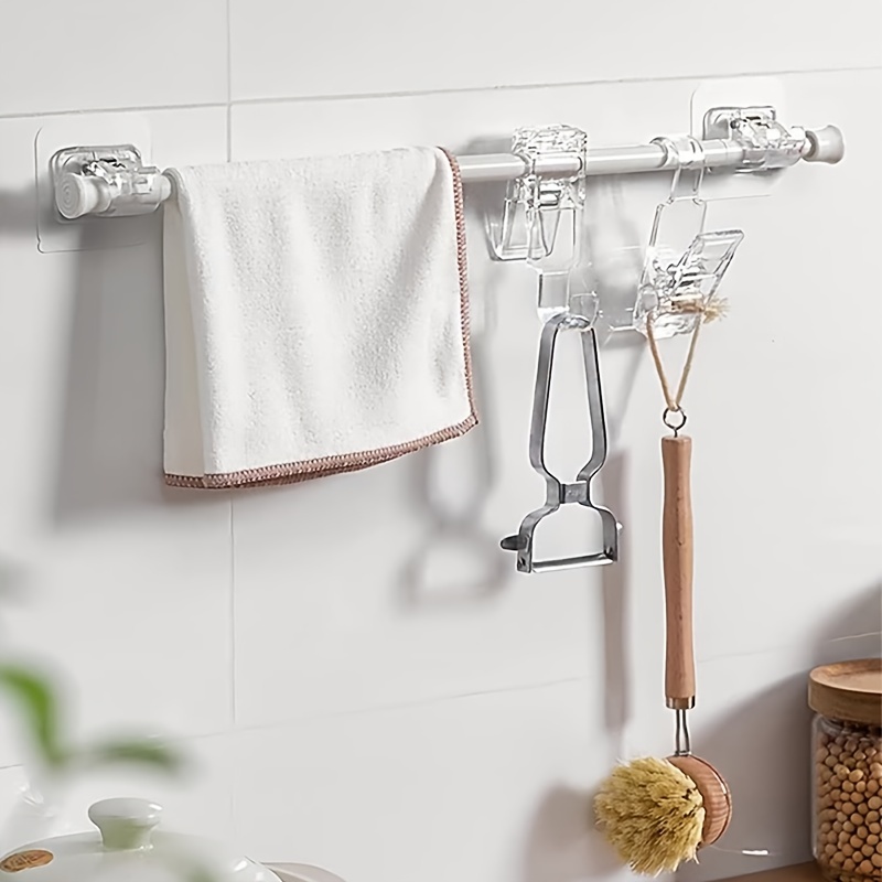 10pcs Adhesive Curtain Rod Brackets No Drilling Hooks for Bathroom Kitchen