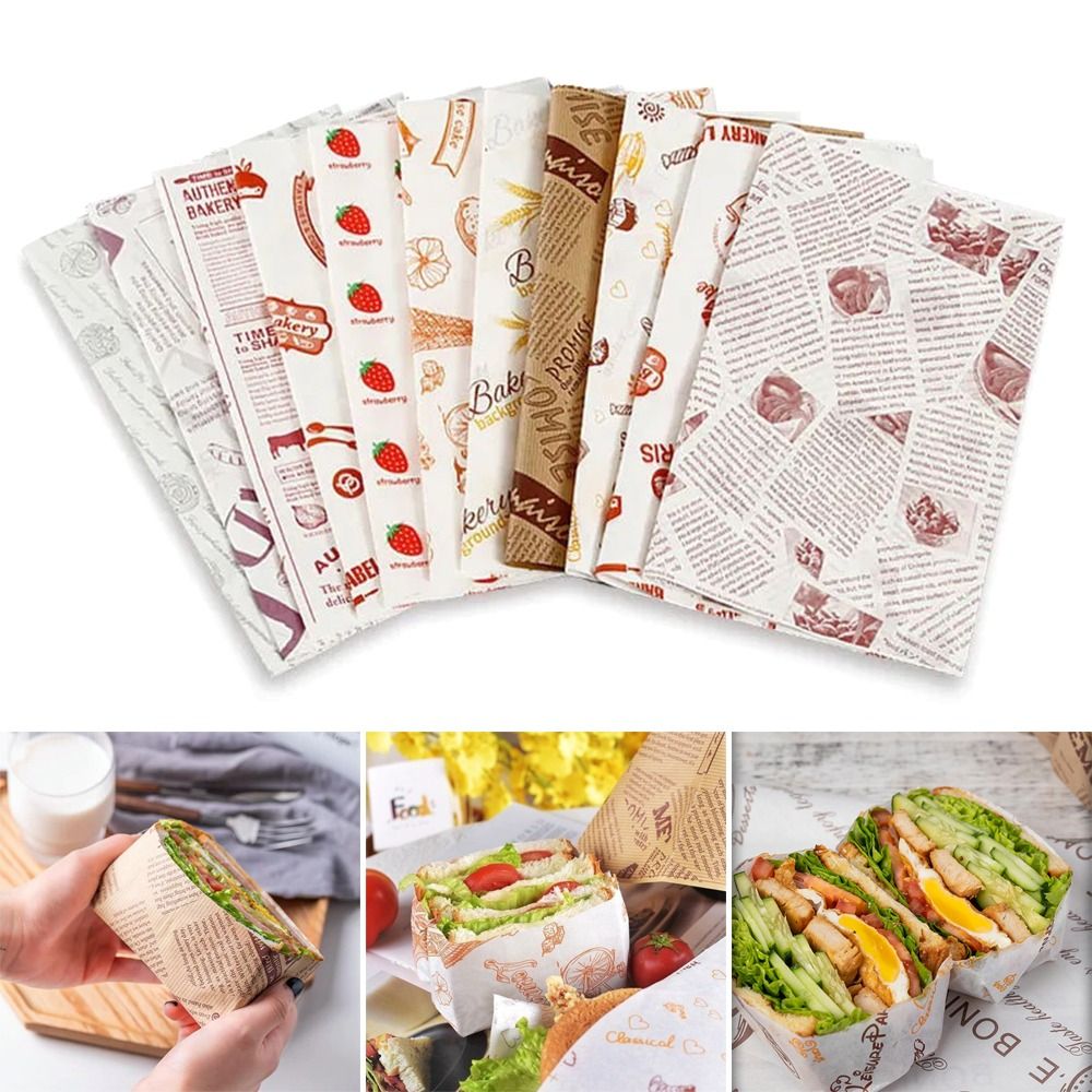 120PCS Deli Wax Paper Sheets for Food, Basket Liners Food Picnic Paper  Printing Greaseproof Paper Sandwich Pad Paper French Fries 