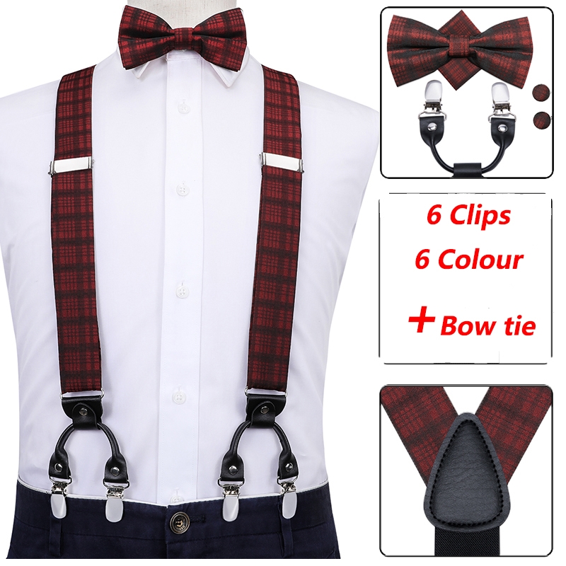 1pc Adjustable Bow Tie Leather Suspenders For Party Formal Wear