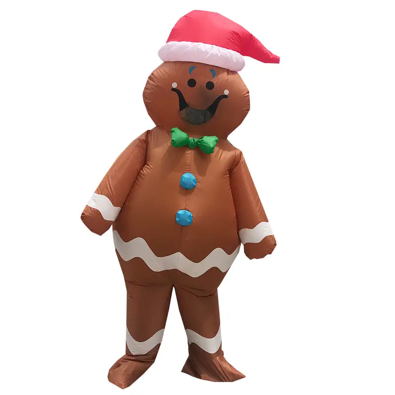 1pc Christmas Cosplay Gingerbread Man Inflatable Costumes Fancy Adult Halloween Party Role Play Inflated Germant Dress Up For Woman Christmas Decorations Navidad Cheap Stuff Weird Stuff Cute Aesthetic Stuff Cool Gadgets Unusual Items details 2