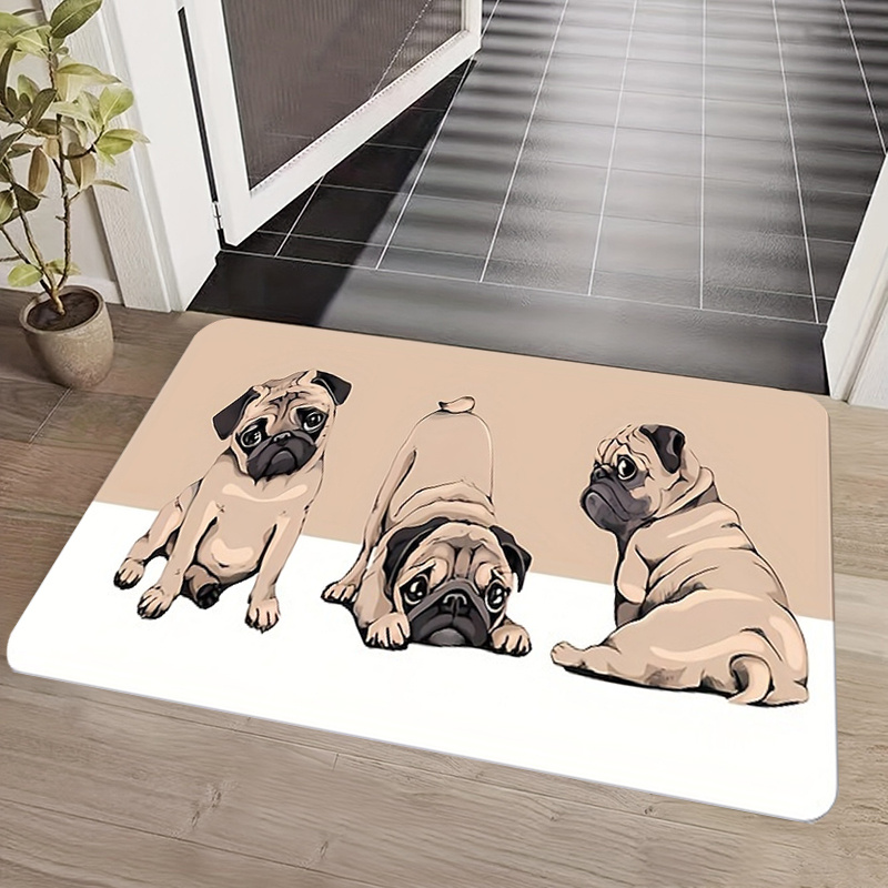 Alfombra de baño divertida, Alfombra de baño de perro Pug de