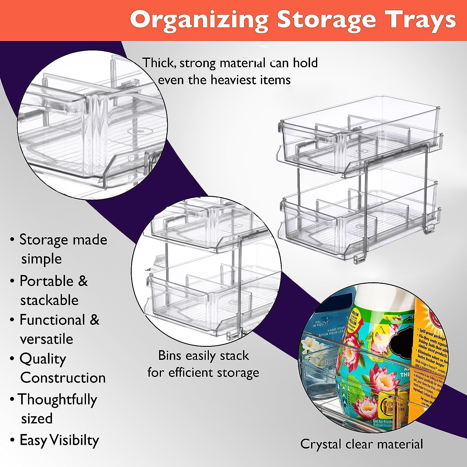 2 Tier Clear Organizer With Dividers For Cabinet / Counter - Temu