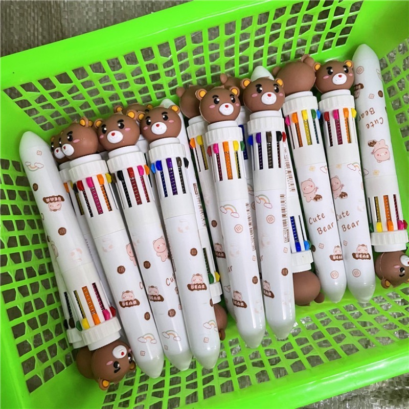 1pc 10colors Cute Bear Ballpoint Pen, Multi-color Ballpoint Pen