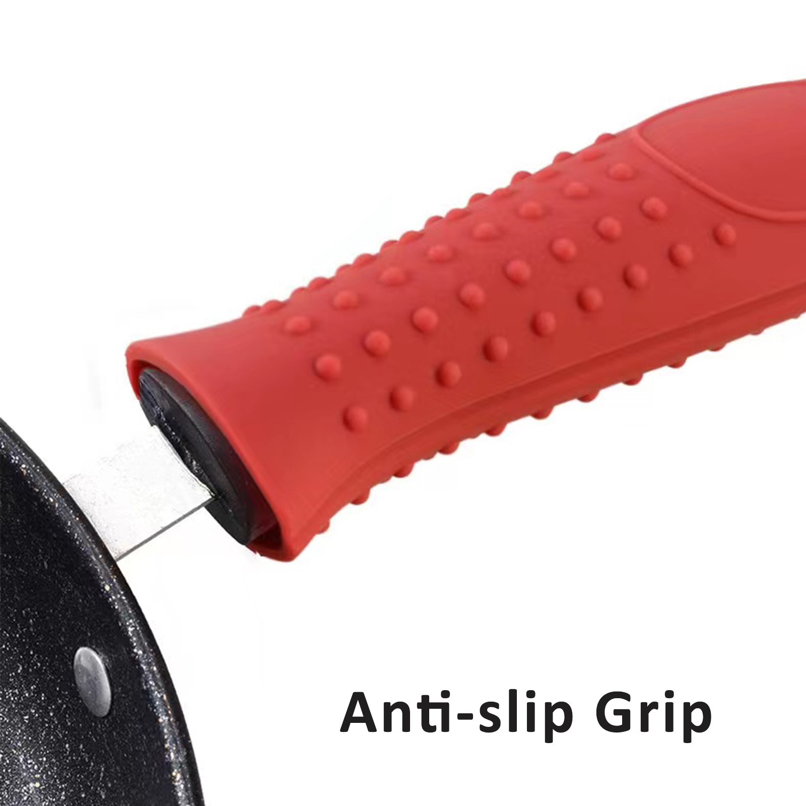 1pc Red Silicone Pot Handle Cover, Heat Resistant Anti-slip Cast