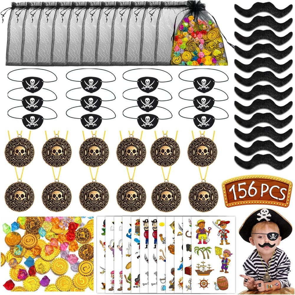 Pirate Party Decorations Pirate Eye Patch Gems Coins Rings - Temu