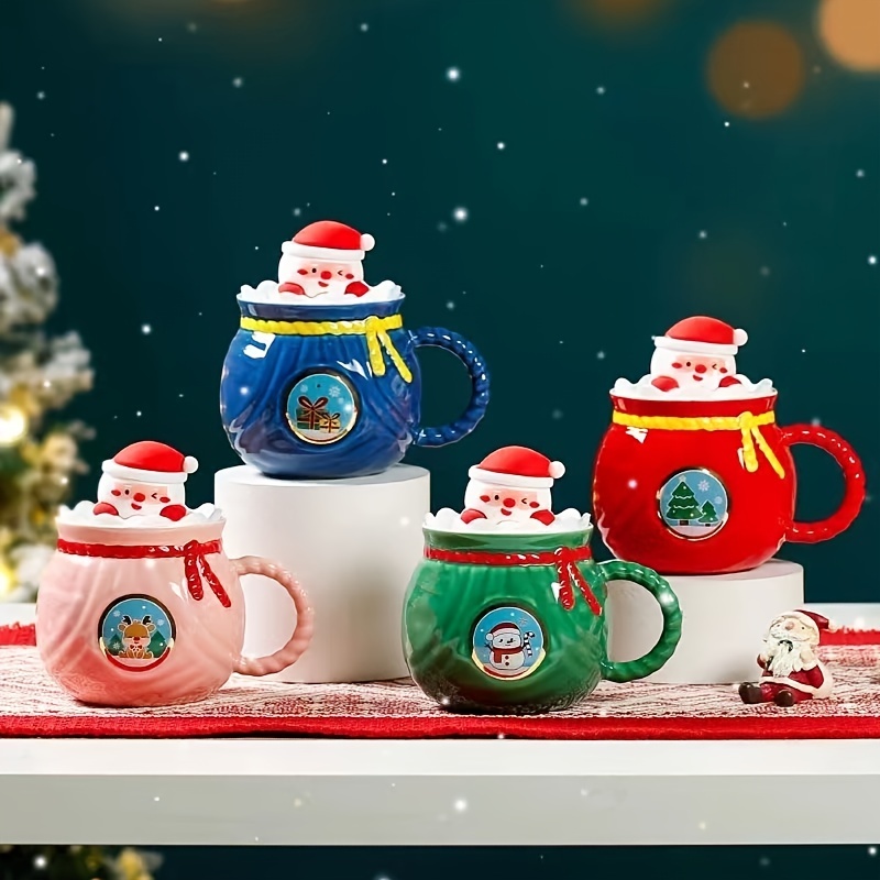 1 Set Christmas cups and saucers espresso cups ceramic christmas decor  christmas gifts water mug christmas cappuccino cup xmas party supplies  ceramics cartoon water cup party gift