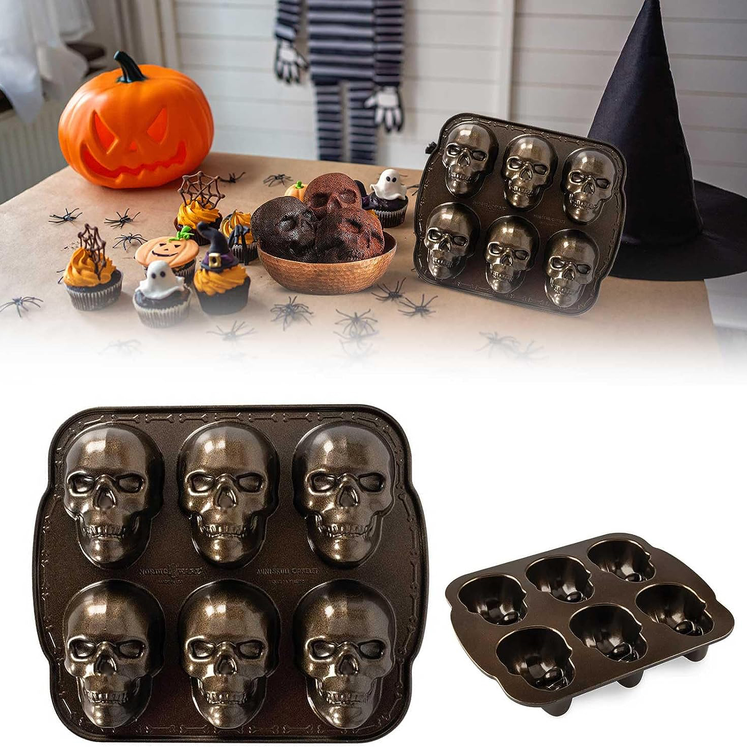 Aluminum 3D Skull Cake Pan Metal Skull Cakelet Mold Skull Pirate