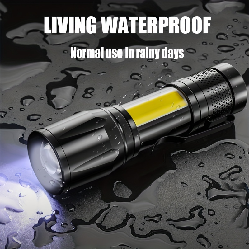 1 2 3pcs led mini flashlights usb rechargeable with cob side lights zoom waterproof torch light suitable for camping hiking maintenance details 3