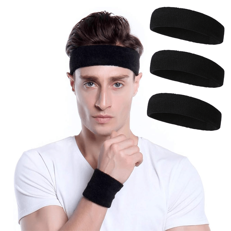 Mens Headband, Sports Headbands for Men and Women, Mens Sweatband for  Workout, Running, Hiking, Yoga, Basketball, Cycling, Elastic Sweat Wicking,  Non Slip, Helmet Friendly Hairband 