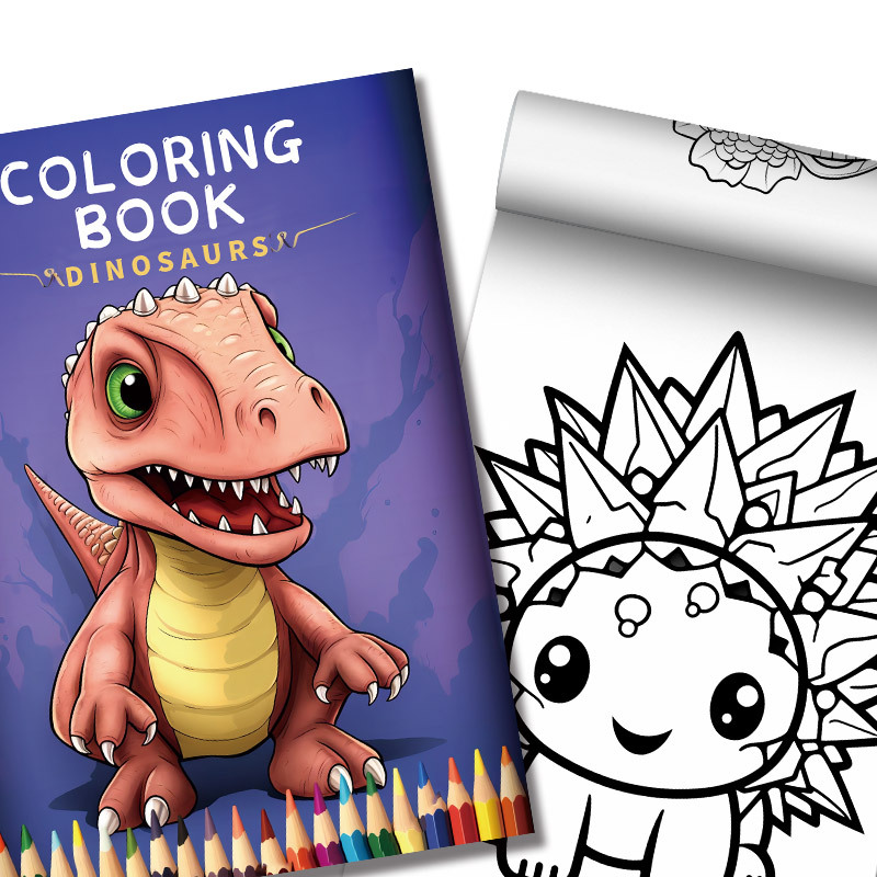 TIMBKTOO Dinosaur Theme Cartoon Colouring Book with 8 Double Side