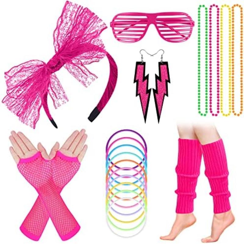 80's Style Accessories Set With Headband Necklace Earrings - Temu