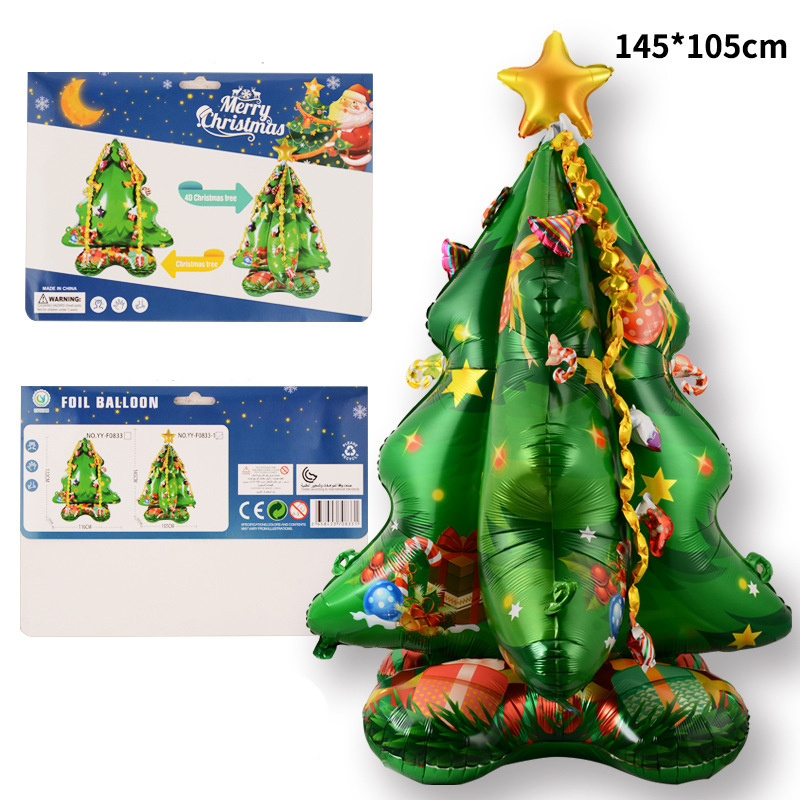 1pc Christmas Theme Tree Shaped Aluminum Foil Balloon, Holiday Party  Decoration, Large Size Can Stand, Merry Christmas