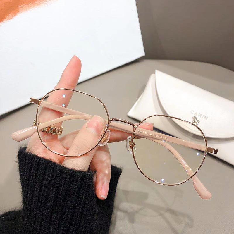 Casual Fashion - Gafas de gafas redondas y medianas, lentes planas, montura  delgada, unisex