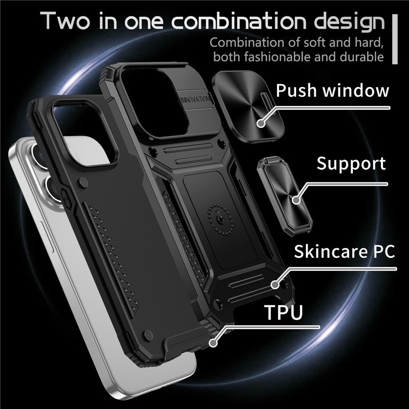 built in magnetic guide ring stand case shockproof protective cover with slide lens protector for iphone 15 pro max 15 plus iphone 14 pro max 14 plus iphone 13 pro max iphone 12 pro max details 6