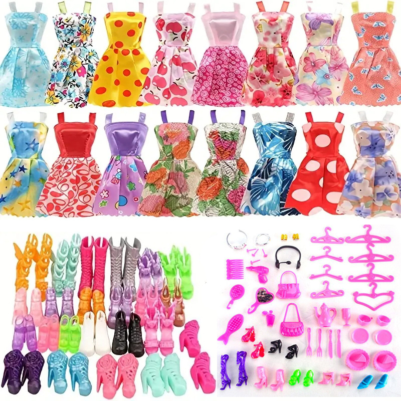 

56pcs Bjd Clothes And Accessories Kit For 11.5 Inch Doll, Dress Up Including Doll Accessories Dresses Shoes Handbag Necklaces Toiletry Set, Halloween/thanksgiving Day/christmas Gift