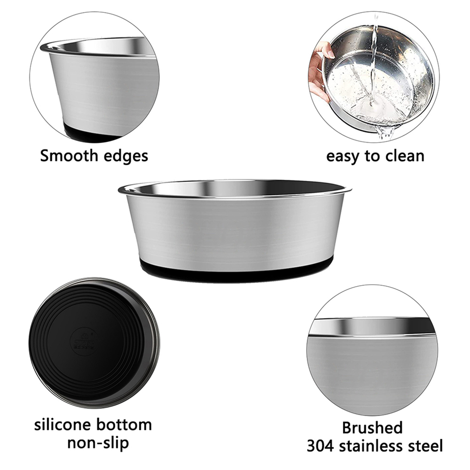 Customizable Stainless Steel Dog Bowl with Non-Slip Base