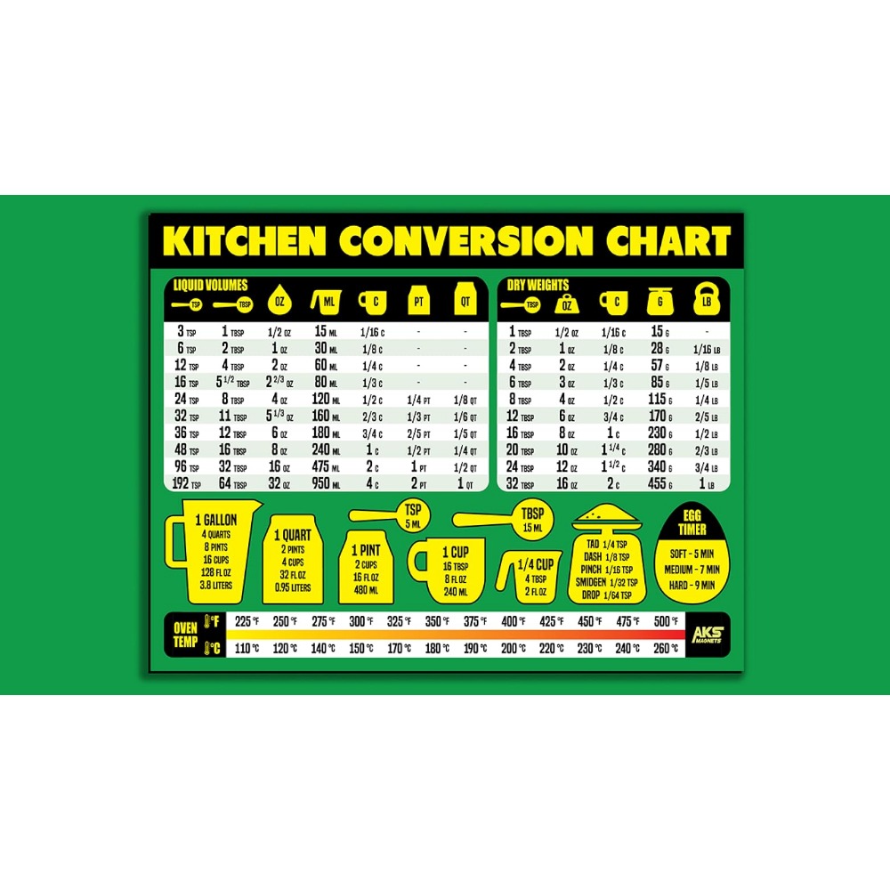 Kitchen Conversion Chart Magnet Imperial Metric To Standard - Temu