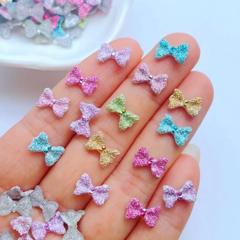 2d Flat - New Cute Mini Shiny Bow Resin Flatback Cabochon Ornament Jewelry Making Accessory Christmas