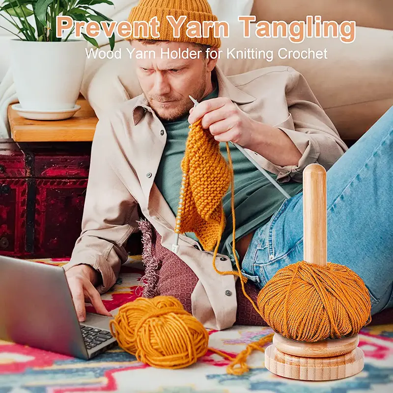 Wooden Yarn Holder for Crocheting, Yarn Holder Dispenser for Crocheting,  Yarn Ball Holder or Spools Holder for Crocheting, Yarn Spindle for Knitting  and Sewing, Sewing Thread Organizer Storage 