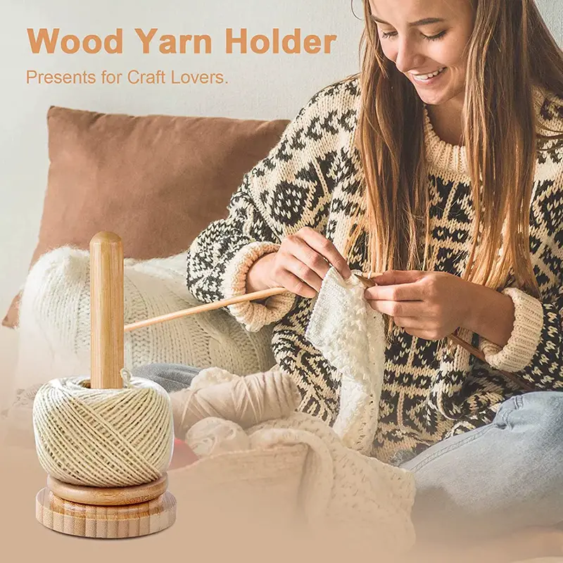 Wooden Yarn Holder Rack 360° Rotatable Spool Organizer - Temu