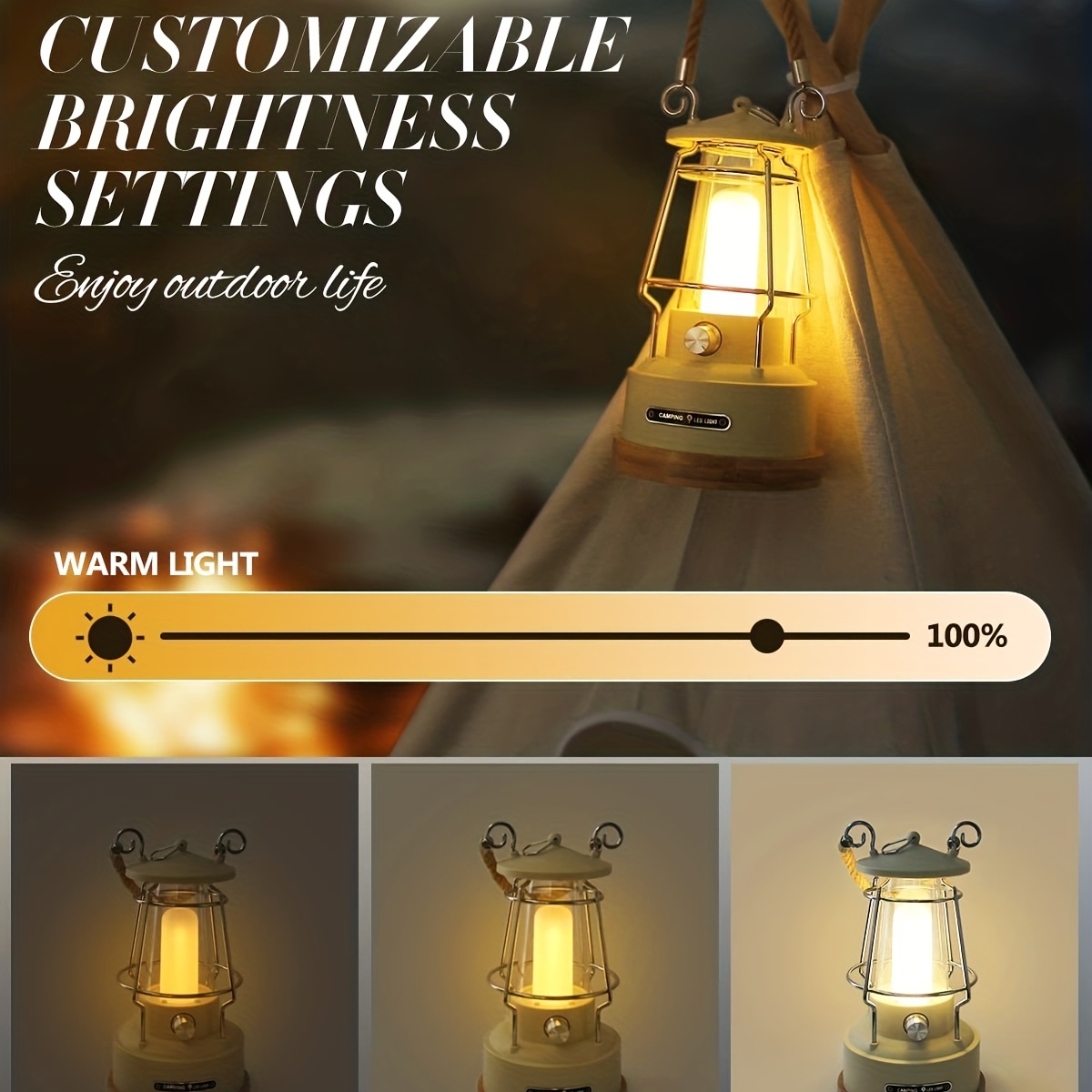 Rechargeable Vintage Lantern Waterproof Dimmable Battery - Temu