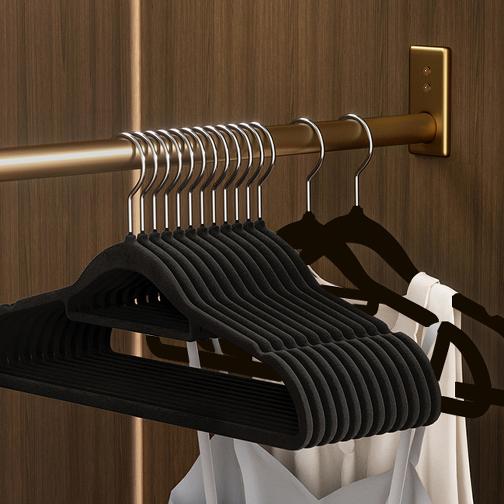 Save on Black Slim-Line Flock Suit Hanger With Flocked Bar - 17