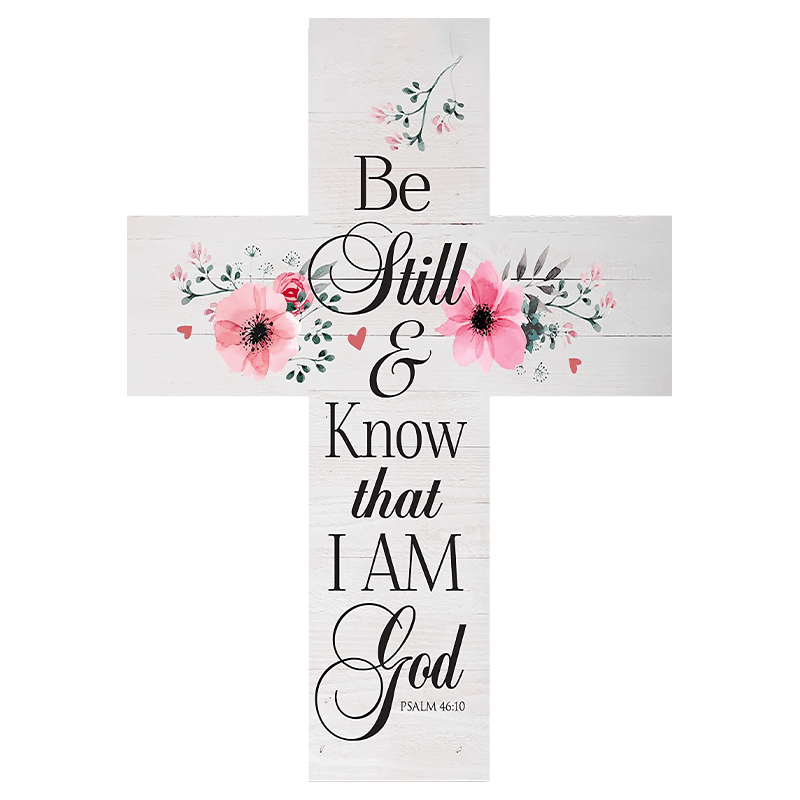 1 Stück Vintage-Kreuz Aus Holz Zum Aufhängen An Der Wand – „Be Still & Know  – Rejoice“ – Holzwandkunst-Kreuztafel, Christliche Familie, Religiöse