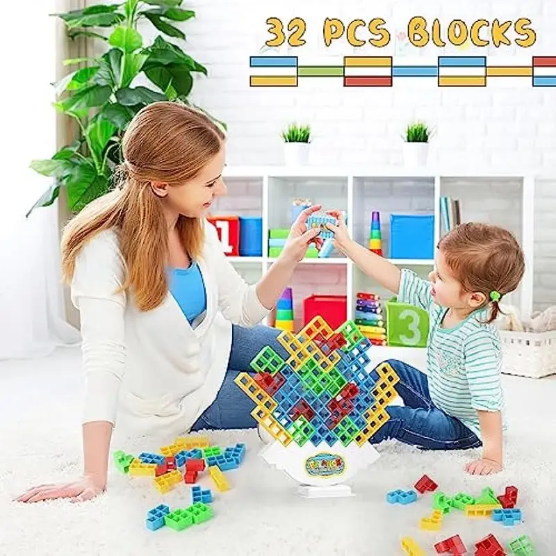 32pcs Tetra Tower Balance Stacking Blocks Game, Balance Blocks Stacking  Game Set Board Games for Kids and Adults Board Games for 2 Players Home  Games Parties Travel : : Toys & Games