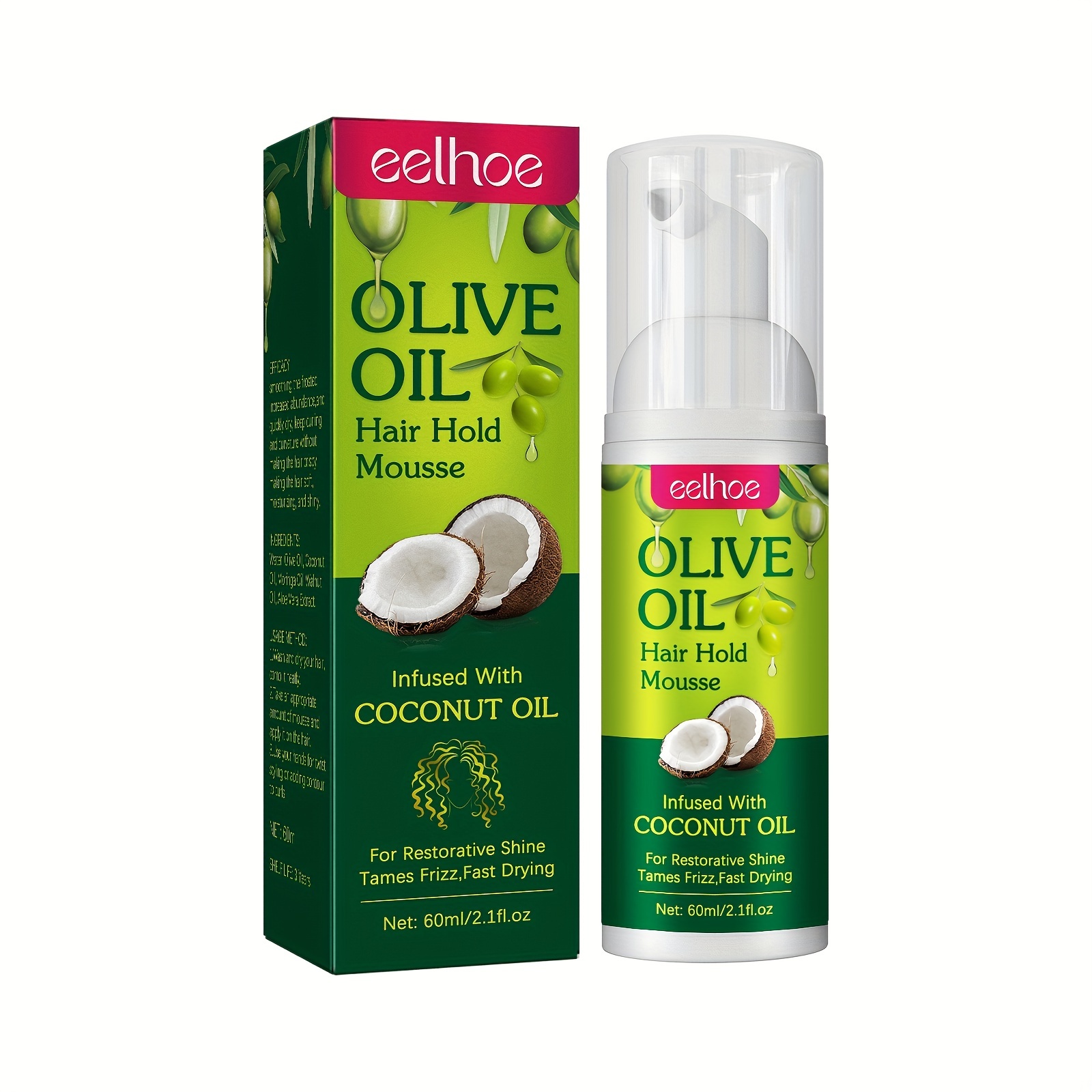 

Olive Oil Hair Hold Mousse, Long-lasting Anti-frizz Hair Mousse With Olive Oil For Curly Hair Styling