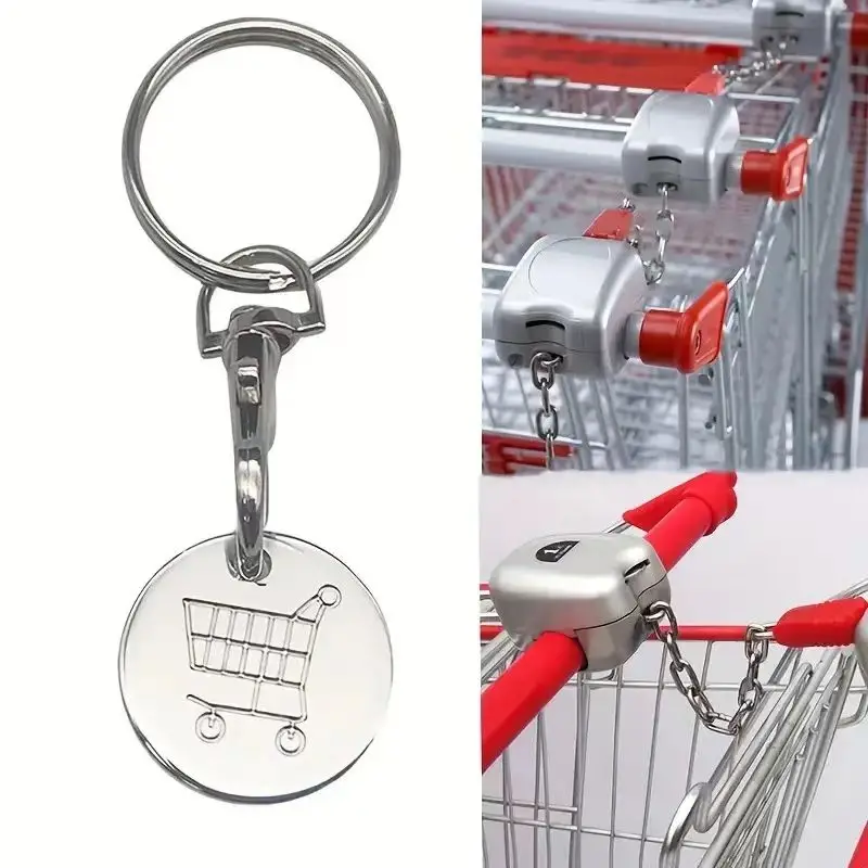 Keychain Supermarket Hand Push Shopping Cart Logo Coin Metal - Temu Canada