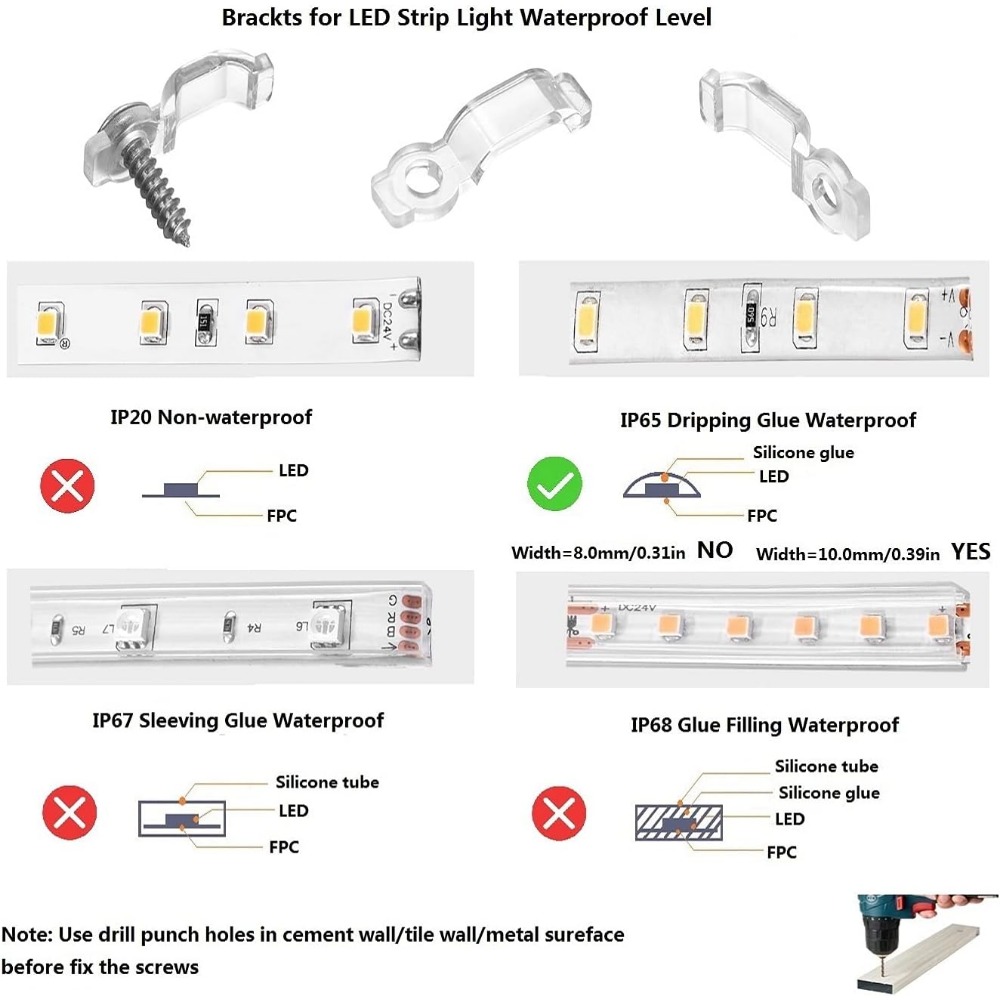 Led Strip Lights Clips Light Mounting Clips One Side Led - Temu