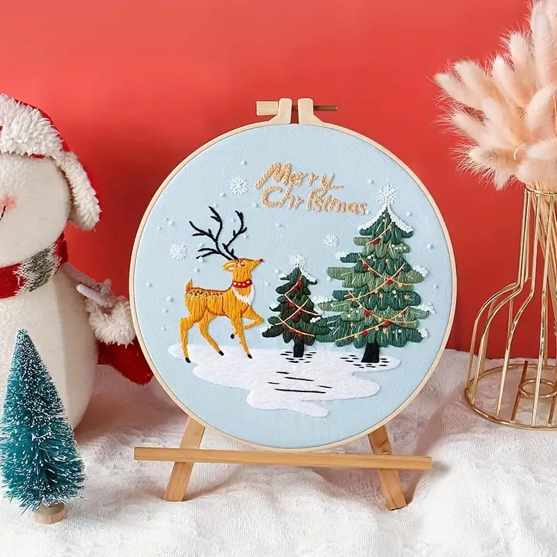 Christmas Embroidery Kit with Elk Patterns and Instructions for Adults  Beginners Christmas Embroidery Kit with Elk Patterns and Instructions  Christmas Gift for Adults Beginners 1 