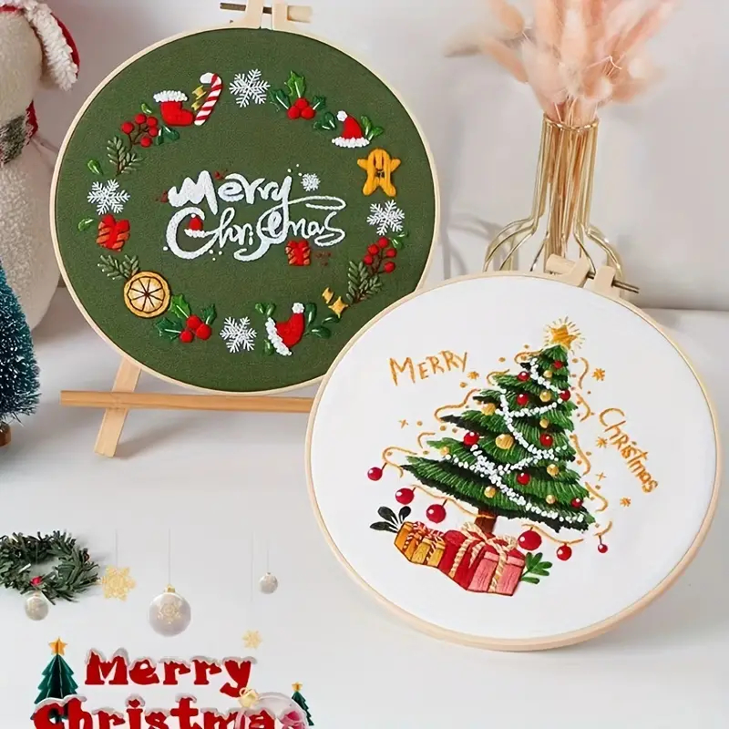 Merry Critmas - Christmas themed Dungeons and Dragons Hand Embroidery Kit  with Pattern and Supplies
