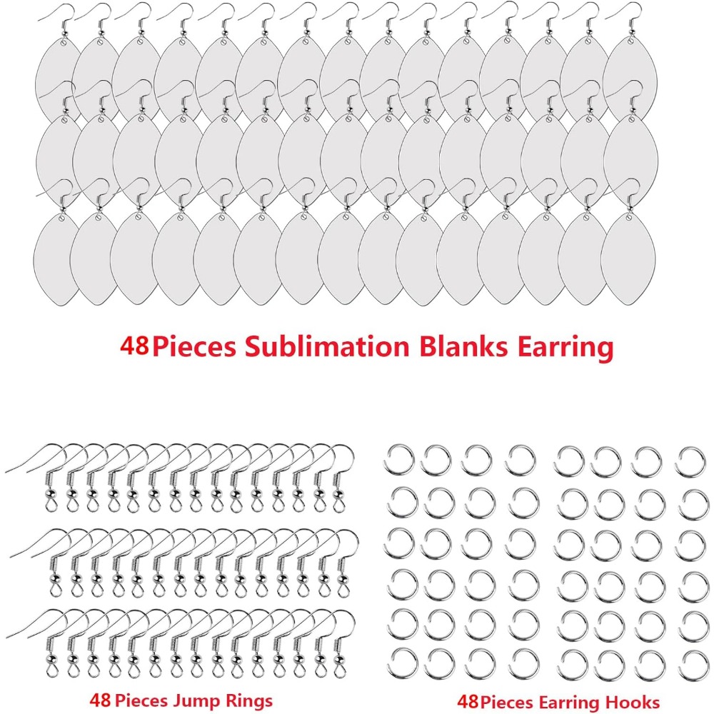 48 Pcs Sublimation Earring Blanks Bulk Mdf For Sublimation Football  Earrings Double-sided With Earri