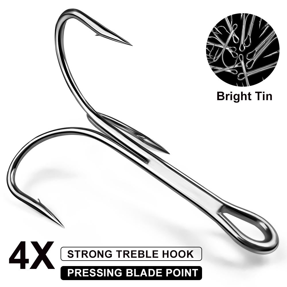 Hook Fast5x-strength High Carbon Steel Treble Hooks For Saltwater