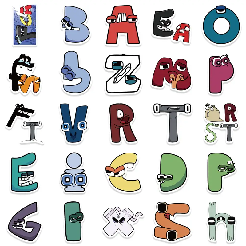 Cartoon Game Alphabet Lore Stickers For Laptop Skateboard - Temu