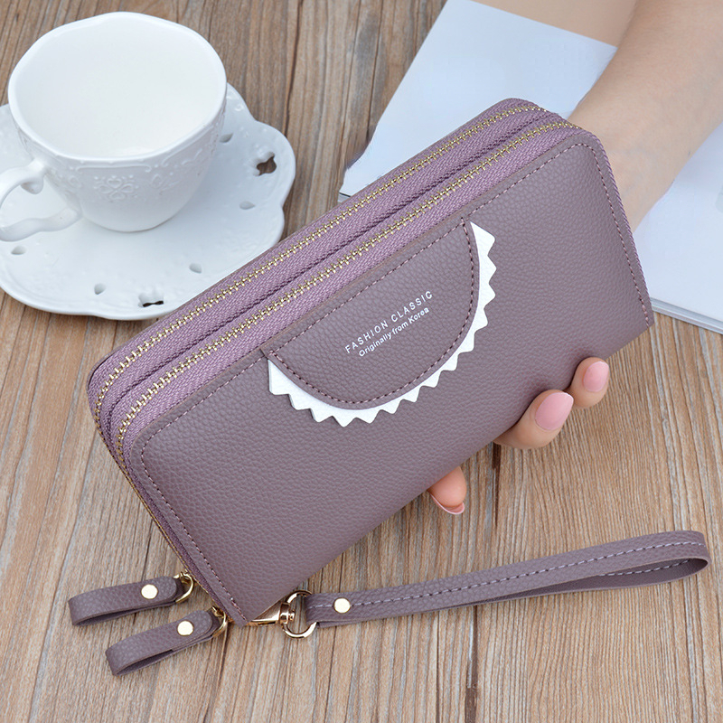 New Women's Wallet Women's Medium Long Fashion Wallet Clutch Bag Double  Zipper Mobile Phone Bag