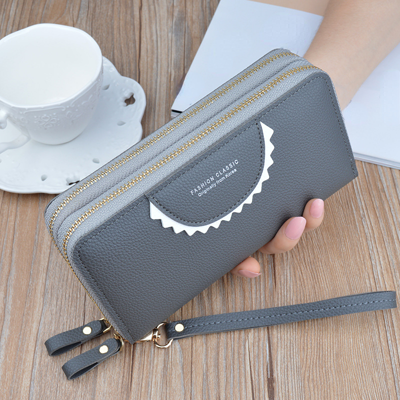 New Women's Wallet Women's Medium Long Fashion Wallet Clutch Bag Double  Zipper Mobile Phone Bag