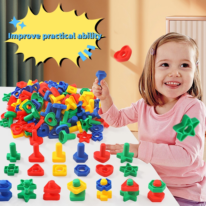 Juguetes educativos de plástico para la educación temprana de niños,  combinación de tornillos y tuercas, juguete de ensamblaje, regalo de  vacaciones