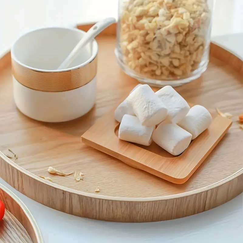 Plateau en bois d'acacia, plateau de petit-déjeuner, plateau à gâteau Plateau en bois d'acacia, plateau de petit-déjeuner, plateau à gâteau