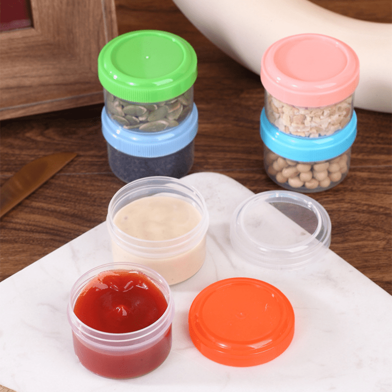 Small Plastic Sauce Cups Food Storage Containers Clear Boxes + Lids