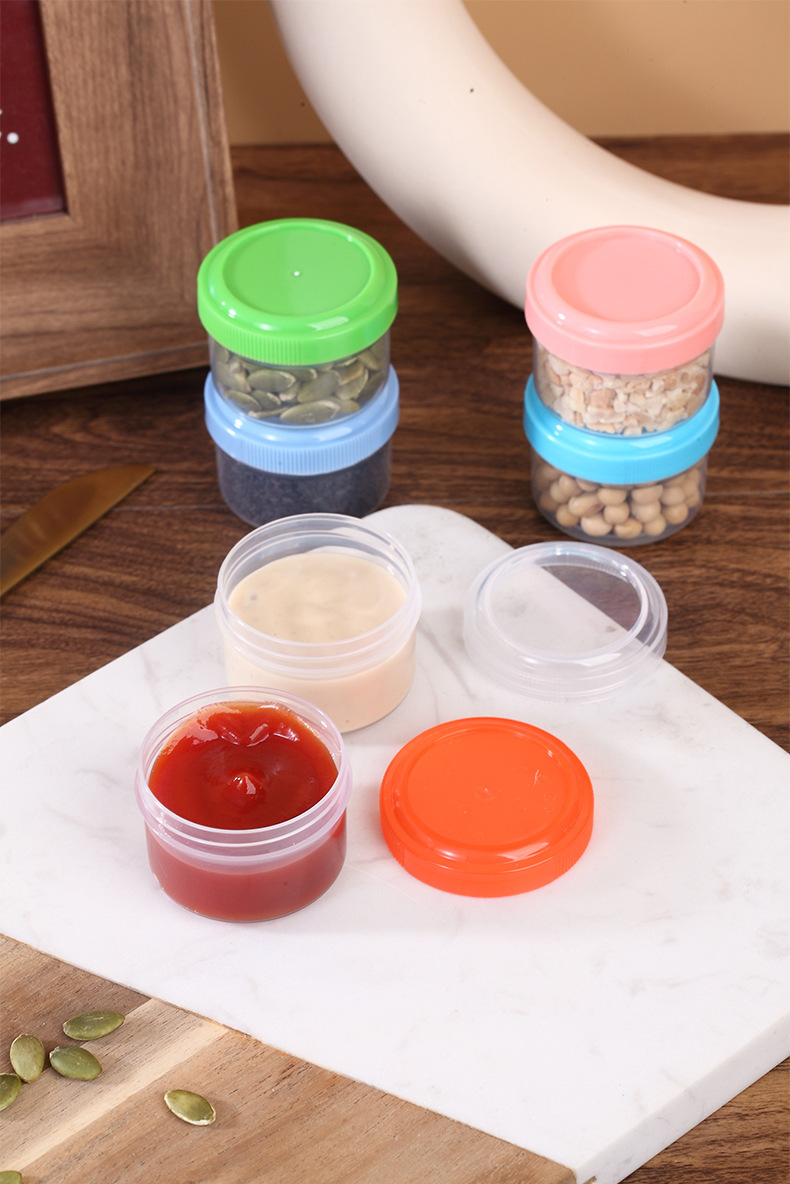 2pcs Transparent Mini Plastic Jars With Lids, Small Dipping Bowls, Sauce  Boxes, Sub-bottles, Reusable Mini Container For Tomato Sauce Salad Cups,  Food