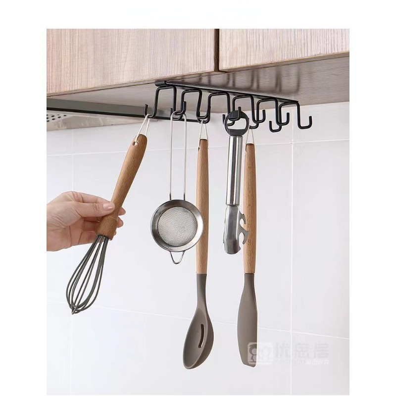 1pc Cabinet Mug Hook, 6-hooks Hanging Cup Holder, Multifunctional