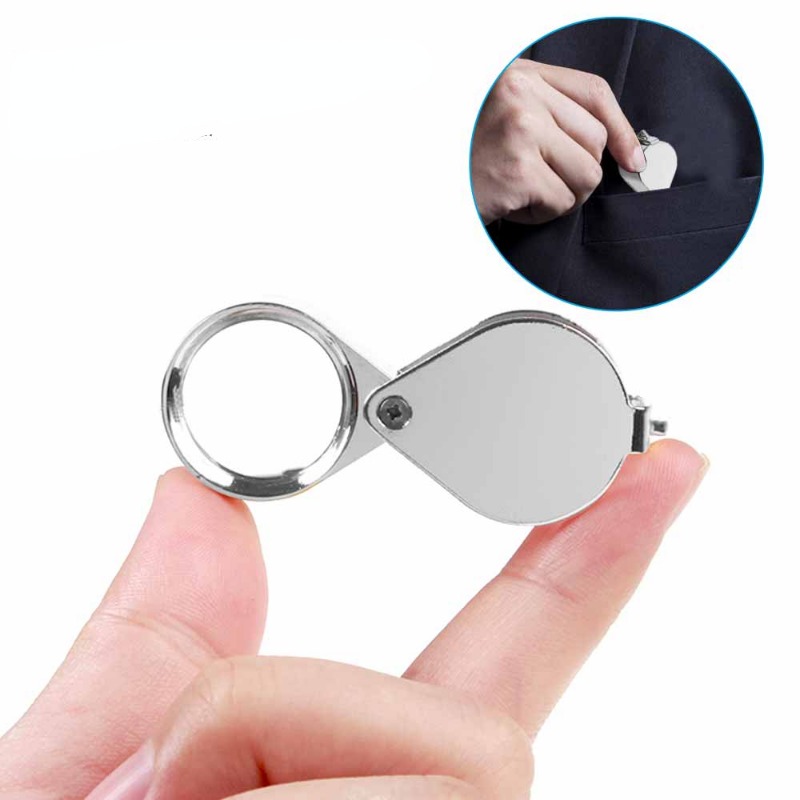 30X 60X LED Light Illuminated Jewelers Eye Loupe Magnifier, Foldable  Jewelry Magnifier For Gems Jewelry Rocks Stamps Coins Watches (White)