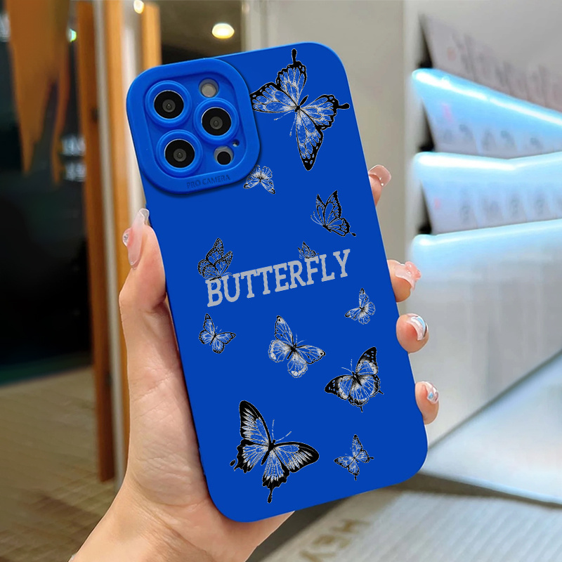 蝶模様のグラフィックパターン落下防止電話ケース 15 14 13 12 11 xs