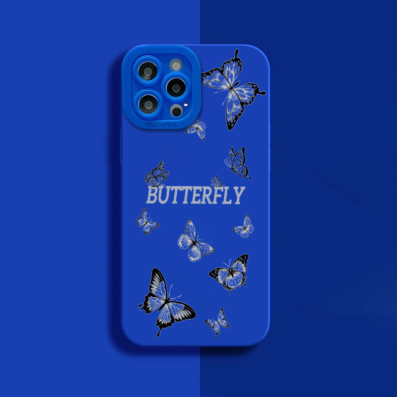 蝶模様のグラフィックパターン落下防止電話ケース 15 14 13 12 11 xs