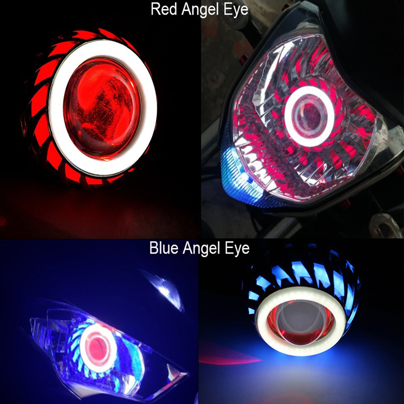 Motorcycle Led Headlight Projector Lens Dual Angel Devil Eye - Temu